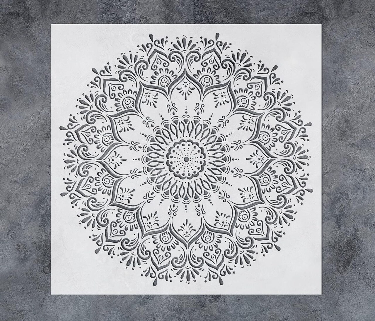 GSS Designs Large Mandala Stencil 16x16 Inch – Reusable Rangoli Wall & Floor Template for Painting on Walls, Fabric, Furniture & DIY Home Decor